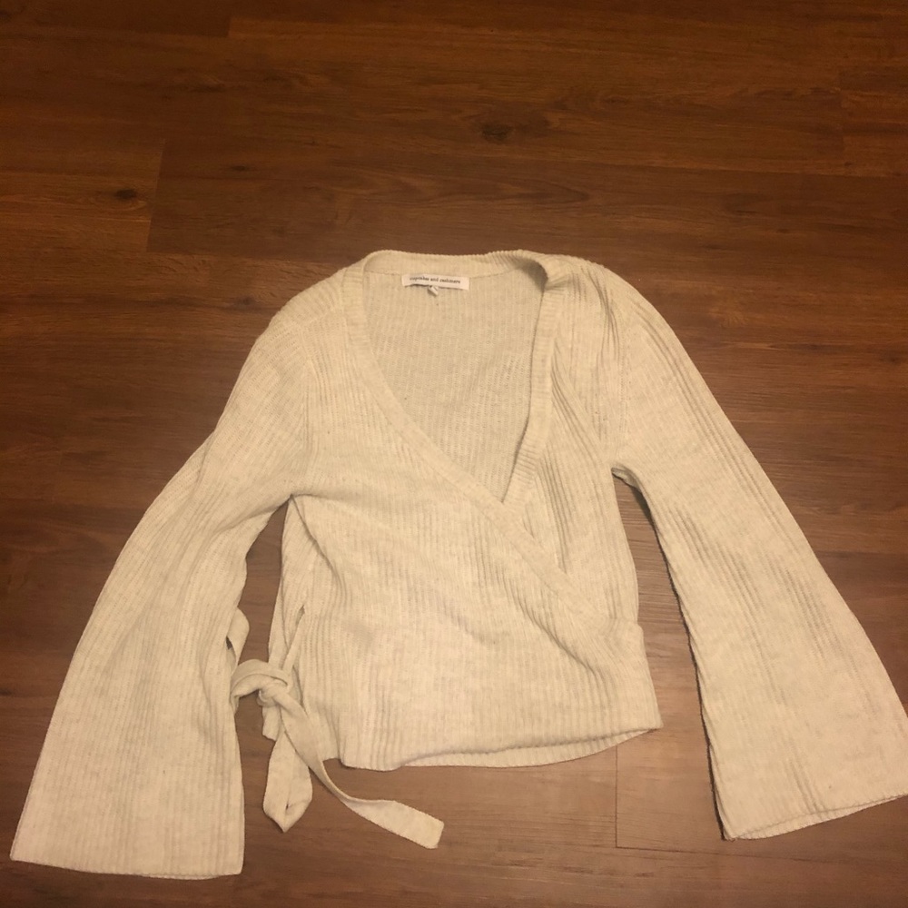 Cupcakes and cashmere wrap sweater small